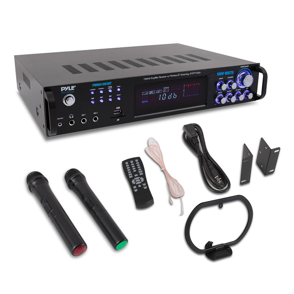 Pyle PWMA1003BT 1000 Watt Bluetooth Preamplifier System w/ Microphones (4 Pack) - VMInnovations