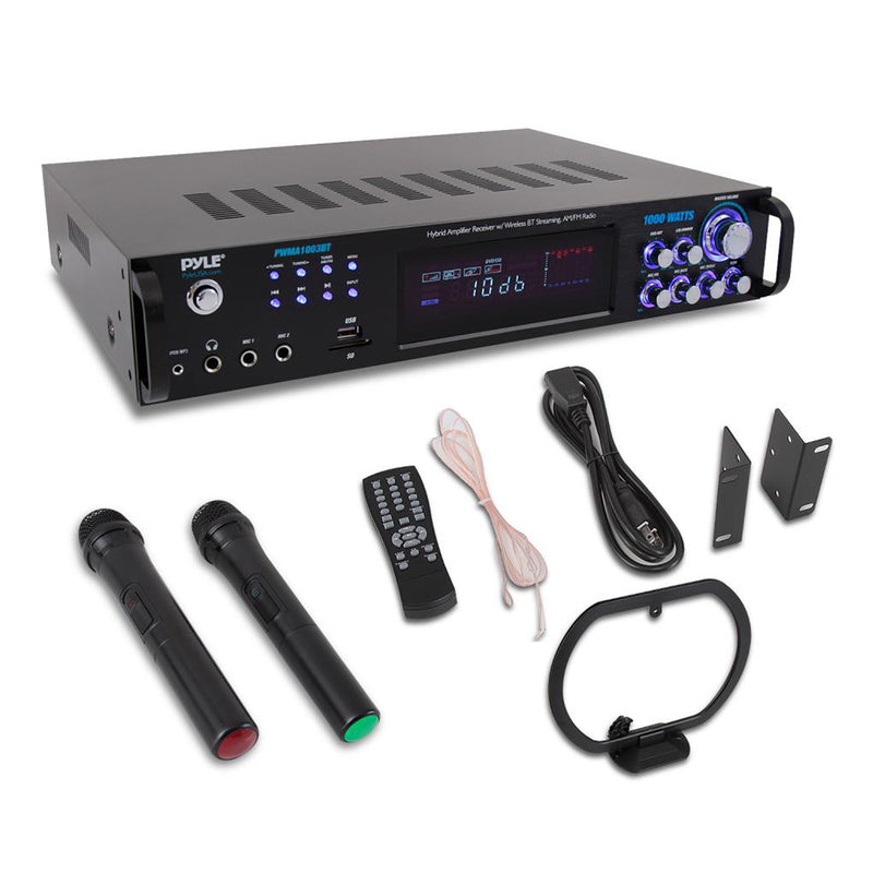Pyle 1000 Watt Bluetooth Preamplifier System w/ Microphones & Remote (Used)