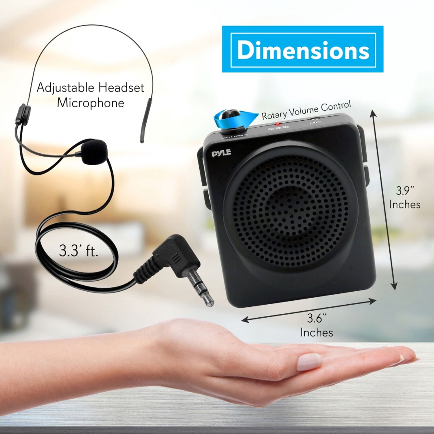 PylePro PWMA50B 50 Watt Portable Rechargeable PA System with Headset Mic, Black - VMInnovations