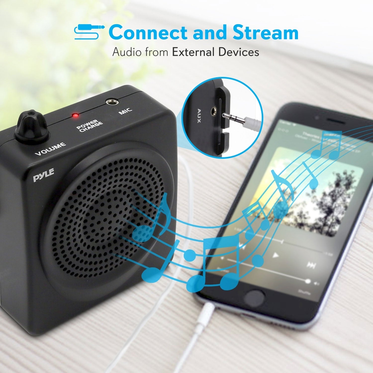 PylePro PWMA50B 50 Watt Portable Rechargeable PA System with Headset Mic, Black - VMInnovations