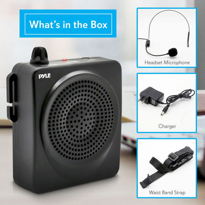 PylePro PWMA50B 50 Watt Portable Rechargeable PA System with Headset Mic, Black - VMInnovations