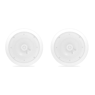 Pyle 8 Inch 400 Watt 2 Way Indoor/Outdoor In Wall Ceiling Speaker, White, 2 Pair