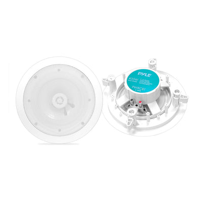 Pyle 8 Inch 400 Watt 2 Way Indoor/Outdoor In Wall Ceiling Speaker, White, 4 Pair