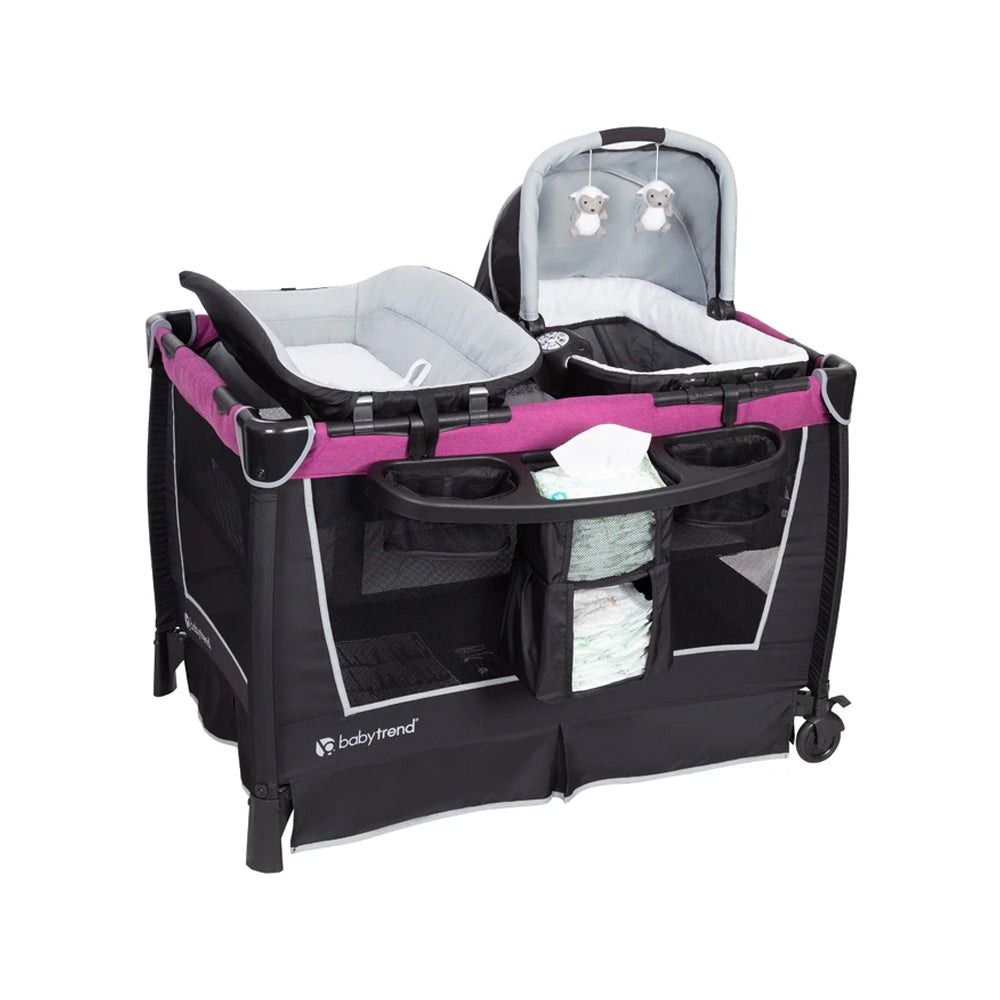 Baby Trend Retreat Portable Nursery Center w/ Bassinet & Changing Table, Purple - VMInnovations