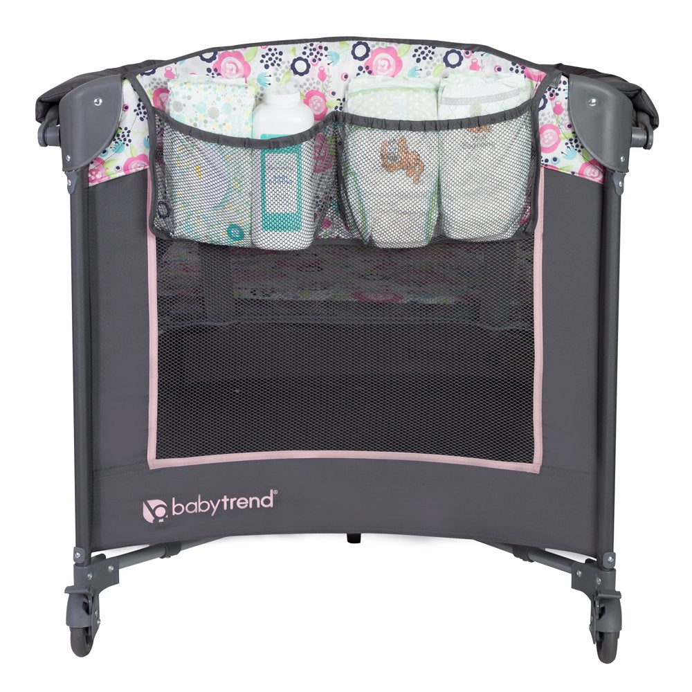 Baby Trend Lil Snooze Deluxe Nursery Center Playard Play Crib w/ Bassinet, Flora - VMInnovations
