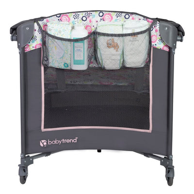 Baby Trend Lil Snooze Deluxe Nursery Center Playard Play Crib w/ Bassinet, Flora - VMInnovations