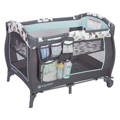 Baby Trend Trend E Nursery Center Playard Play Crib with Bassinet, Doodle Dots