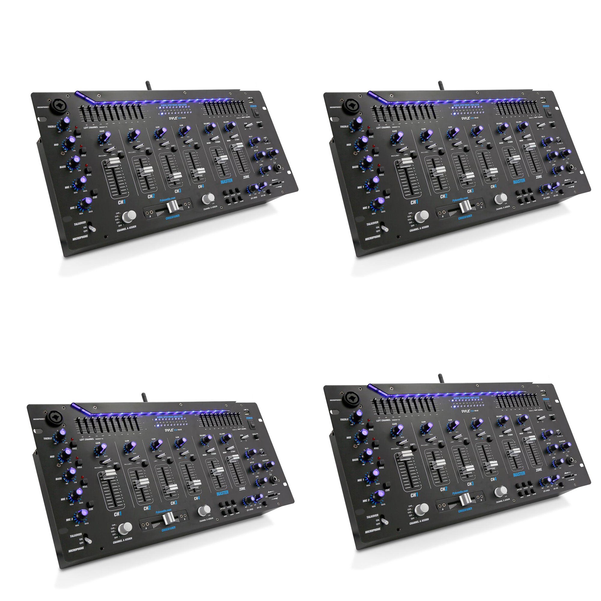 Pyle PYD1964B.5 6 Channel Bluetooth DJ Studio Audio Board Mixer System (4 Pack)