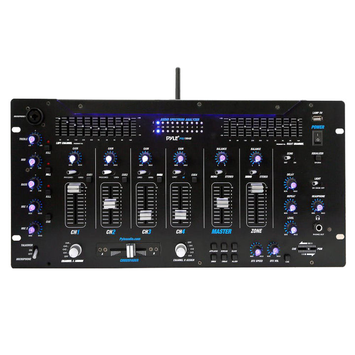 Pyle 6 Channel Bluetooth DJ Studio Audio Sound Board Mixer System (Open Box)