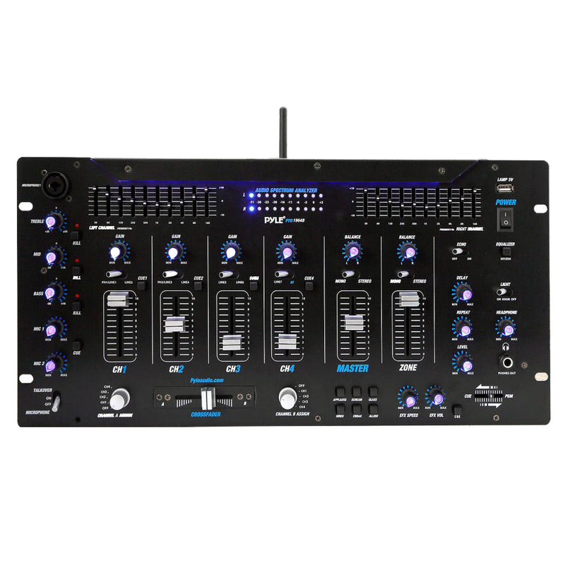 Pyle 6 Channel Bluetooth DJ Studio Audio Sound Board Mixer System (Open Box)