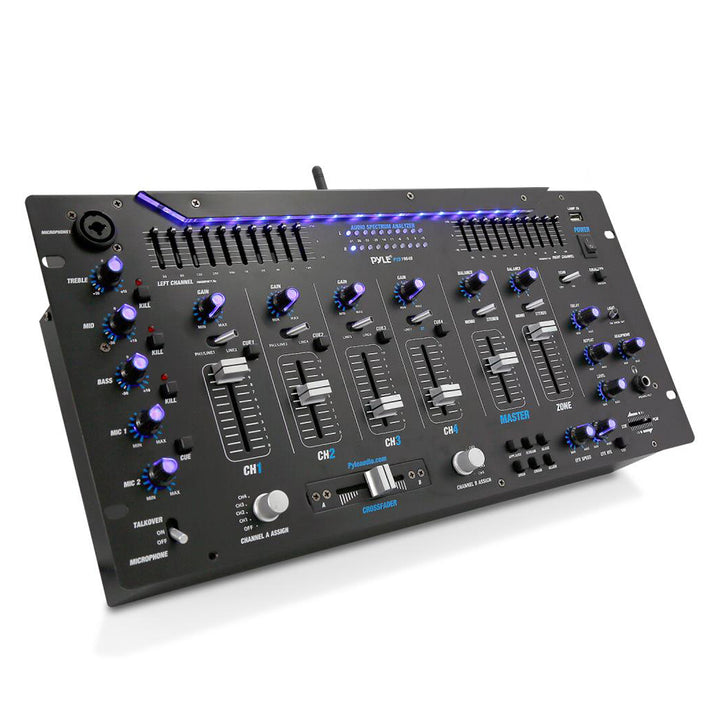 Pyle 6 Channel Bluetooth DJ Studio Audio Sound Board Mixer System (Open Box)