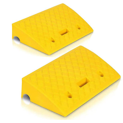 Pyle PCRBDR27 Heavy Duty Curbside Driveway Threshold Curb Ramp, Yellow (2 Pack) - VMInnovations