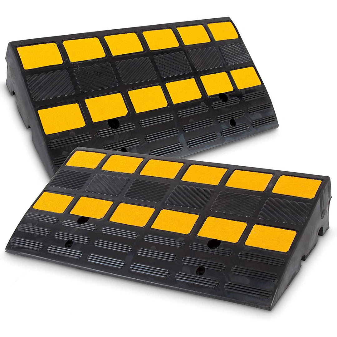 Pyle PCRBDR44 Heavy Duty Curbside Driveway Threshold Curb Ramp, Black (2 Pack) - VMInnovations