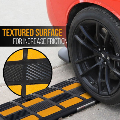 Pyle PCRBDR44 Car/Truck Heavy Duty Rubber Curbside Driveway Bridge Ramp (4 Pack)