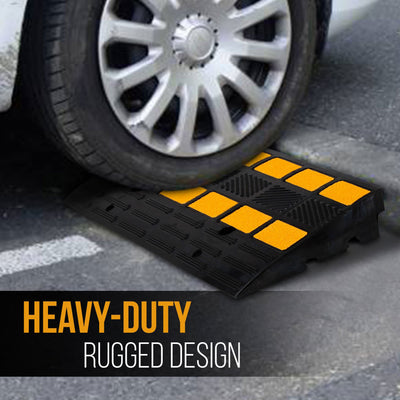 Pyle PCRBDR44 Car/Truck Heavy Duty Rubber Curbside Driveway Bridge Ramp (4 Pack) - VMInnovations