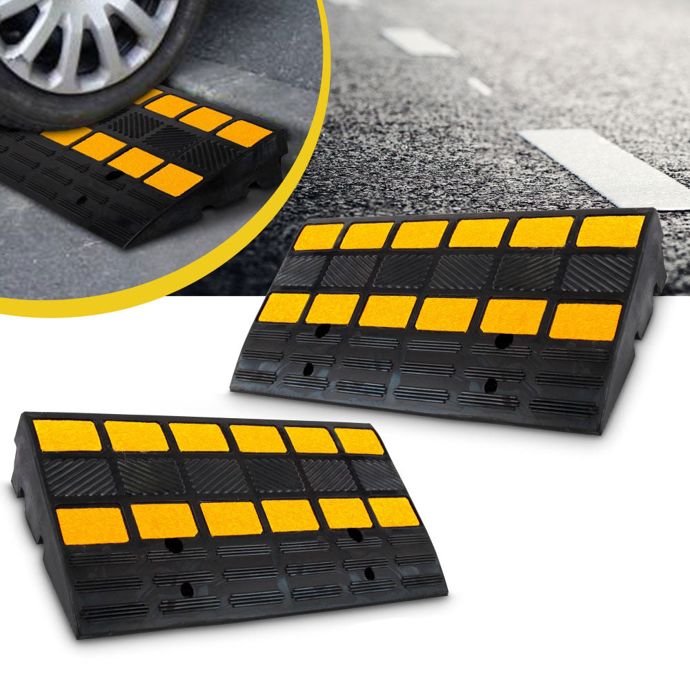 Pyle PCRBDR44 Heavy Duty Curbside Driveway Threshold Curb Ramp, Black (2 Pack) - VMInnovations