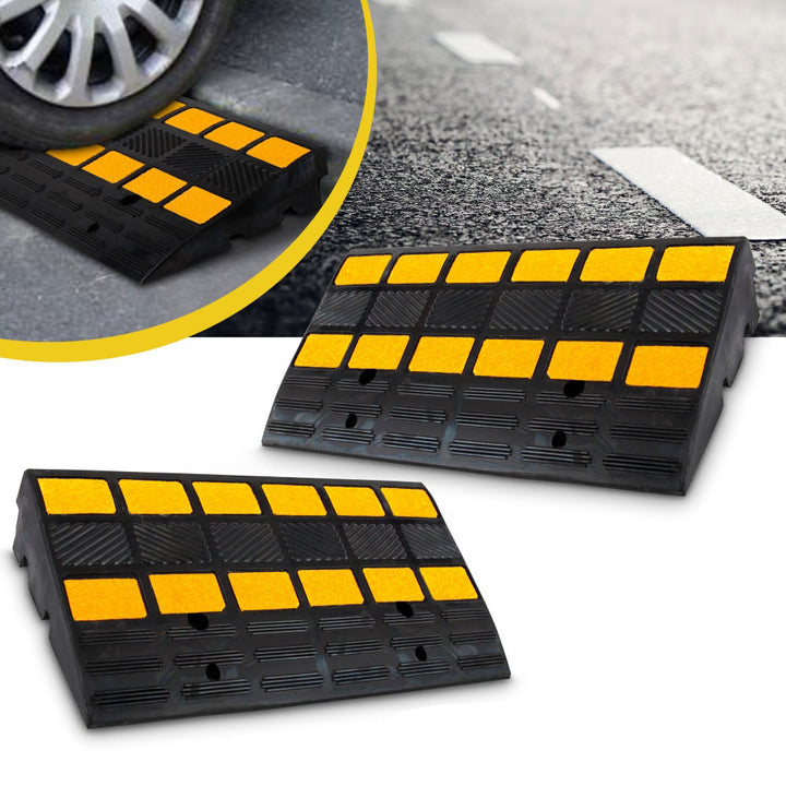 Pyle PCRBDR44 Heavy Duty Curbside Driveway Threshold Curb Ramp, Black (2 Pack) - VMInnovations