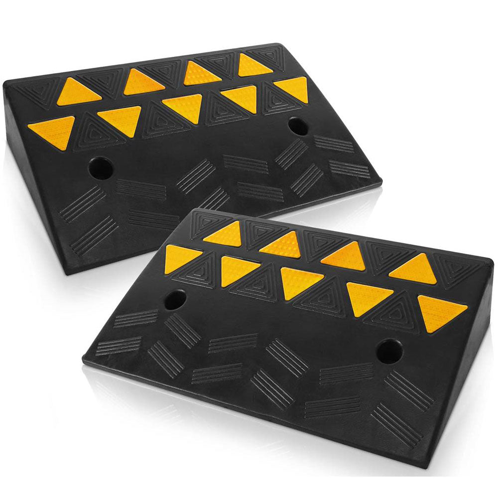 Pyle Car/Truck Heavy Duty Rubber Curbside Driveway Bridge Ramp(1 Pair)(Open Box)