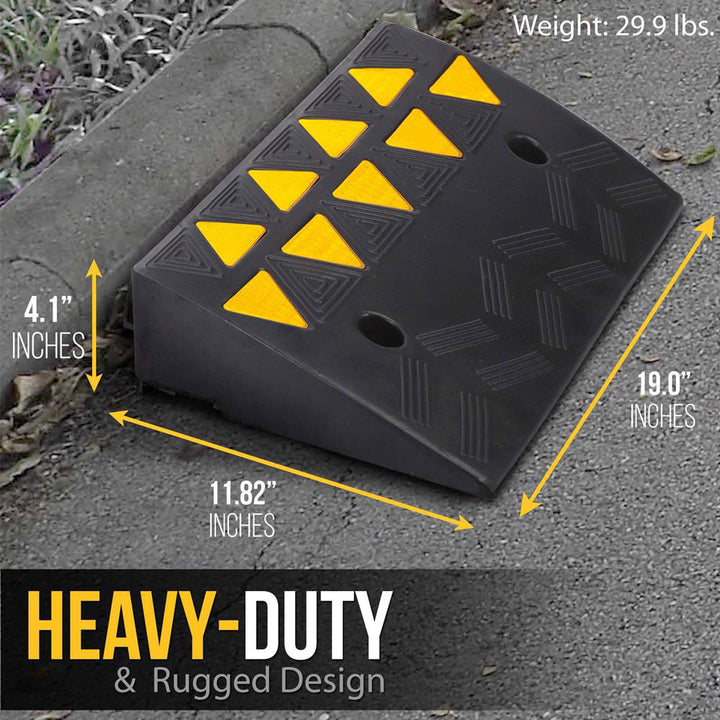 Pyle PCRBDR45 Car/Truck Heavy Duty Rubber Curbside Driveway Bridge Ramp (1 Pair)