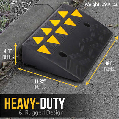 Pyle Car/Truck Heavy Duty Rubber Curbside Driveway Bridge Ramp(1 Pair)(Open Box)