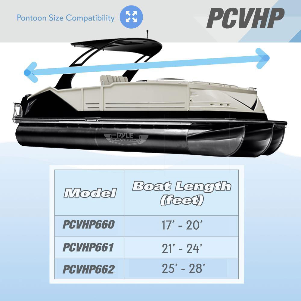 Pyle PCVHP661 Armor Shield Waterproof 21 to 24 Ft Pontoon Boat Cover (Open Box)