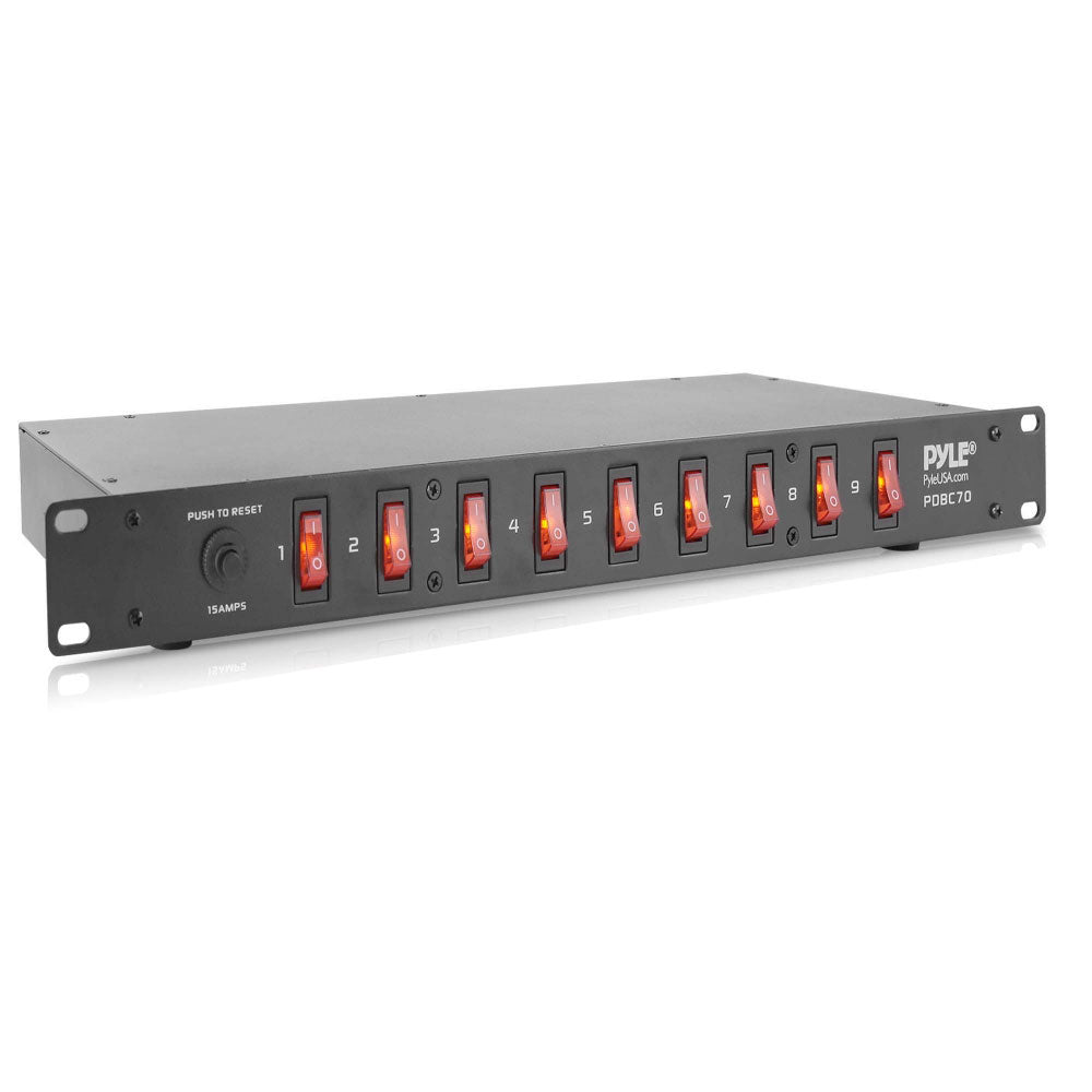 Pyle PDBC70 15 Amp Rack Mountable 9 Outlet Power Strip Surge Protector (4 Pack)