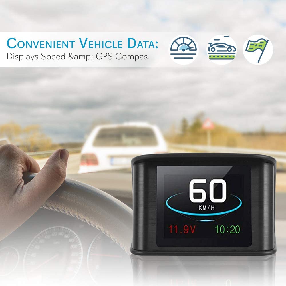 Pyle Mini 2.6 Inch Universal Vehicle Car HUD Dashboard Heads Up Display (2 Pack)