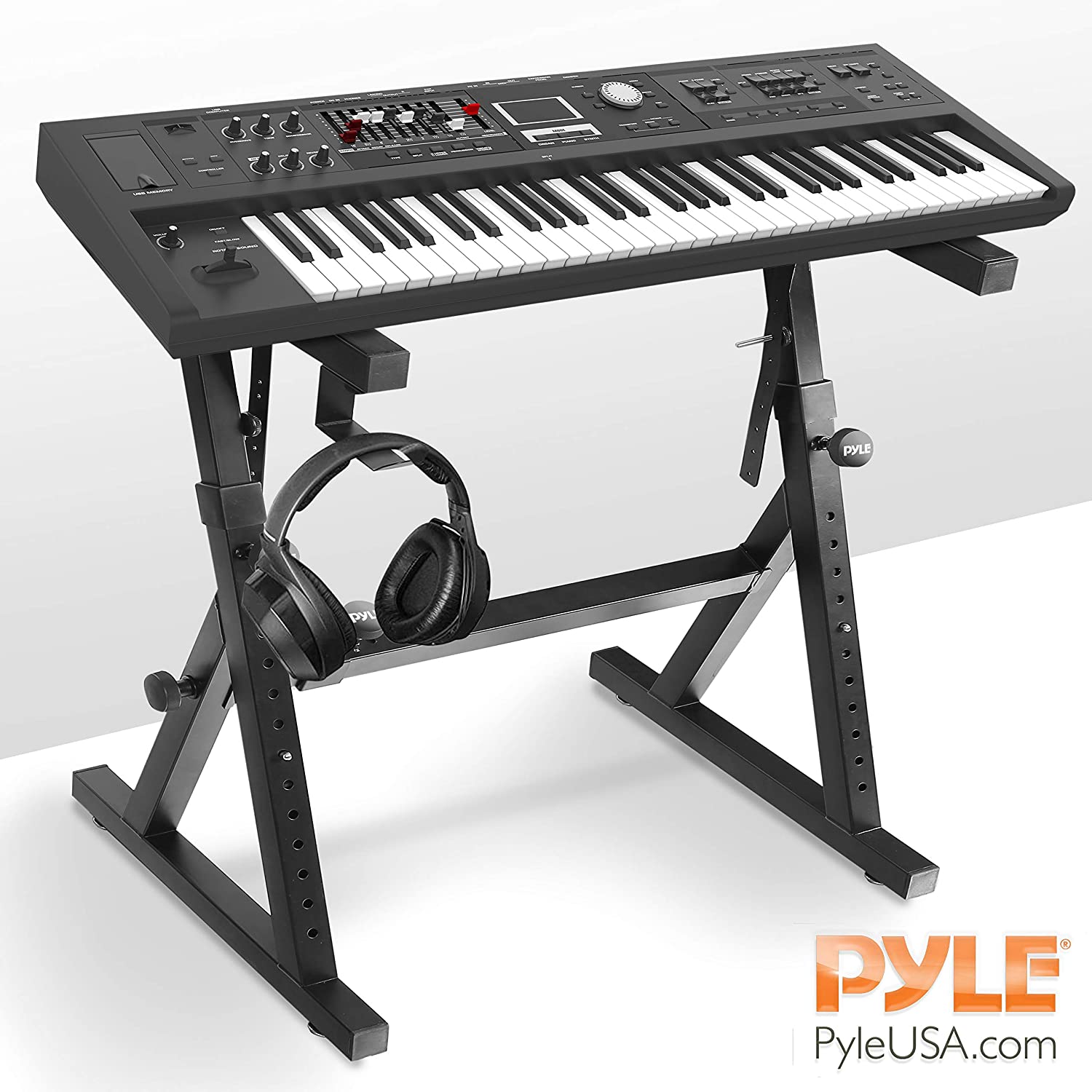 Pyle PKST38.5 Heavy Duty Adjustable Folding Z Style Piano Keyboard Stand, Black - VMInnovations
