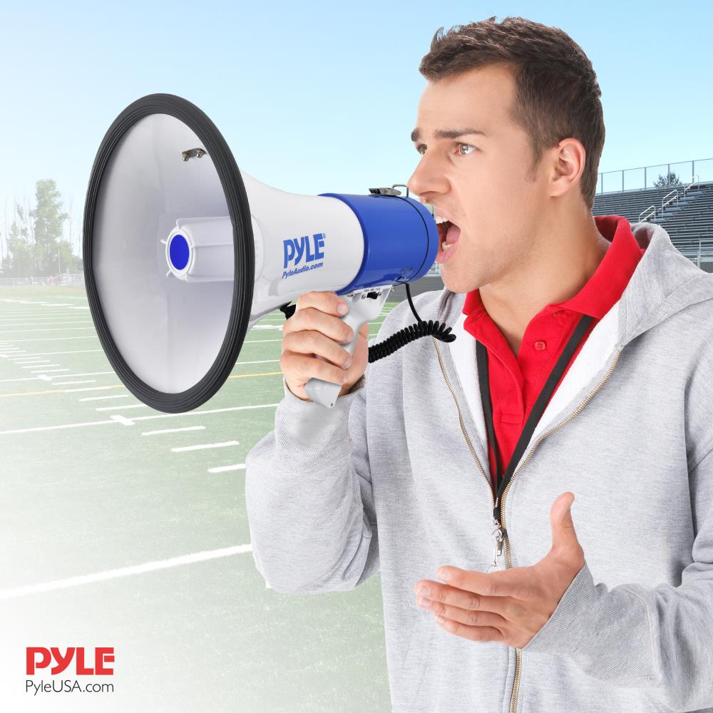 Pyle Pro 50 Watt 1200 Yard Sound Range Portable Bullhorn Megaphone Speaker, Blue