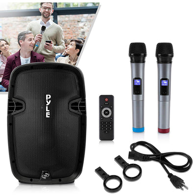 Pyle PPHP1599WU Portable Bluetooth PA Loud Speaker System with Wireless Mics