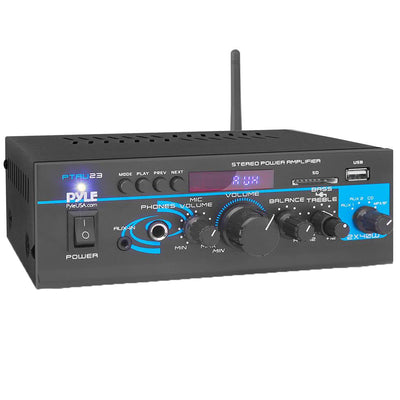 Pyle PTAU23 2 x 40W Home Stereo Mini Bluetooth Power Amplifier w/ Remote Control