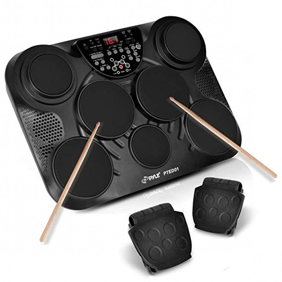 Pyle Pro Electronic Drum Set Portable Tabletop 7 Pad Digital Musical Drum Kit - VMInnovations