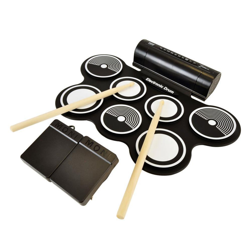 Pyle Electronic Drum Set Portable Tabletop Roll Up Musical Drum Kit (2 Pack)