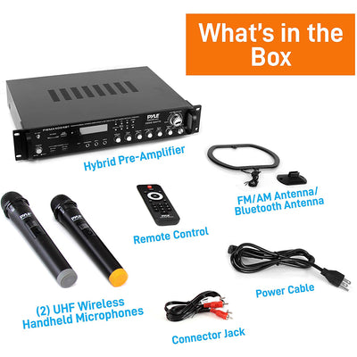 Pyle 4 Channel Bluetooth Preamplifier System w/Microphones & Remote (Open Box)