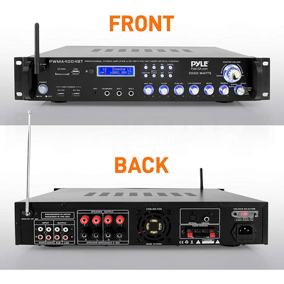 Pyle 3000W 4 Channel Bluetooth Preamplifier w/Microphones & Remote (For Parts)