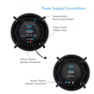 Pyle Dual 5.25" 240W In Wall/Ceiling Bluetooth Home Audio Speaker Kit (4 Pack)