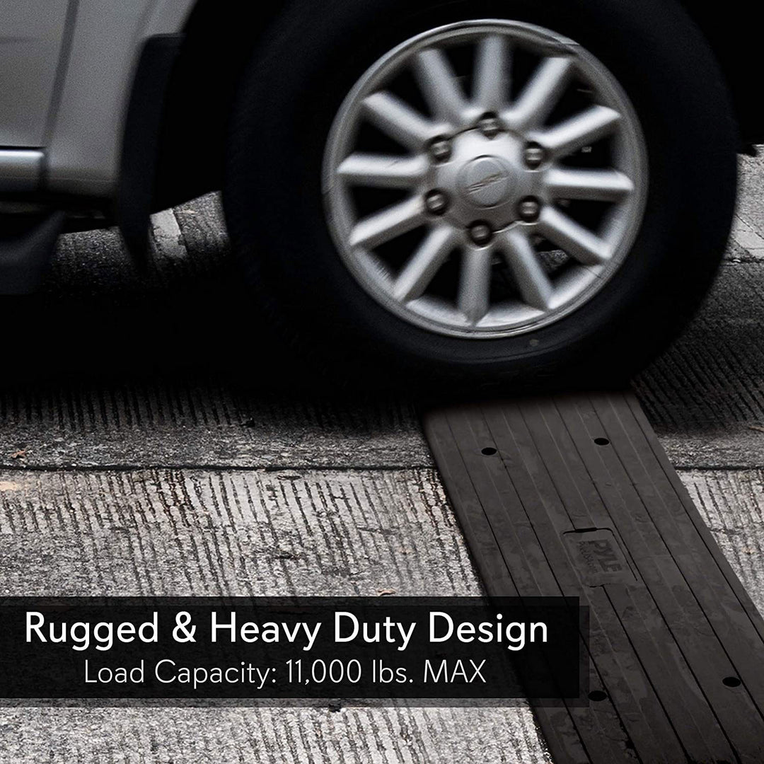 Pyle PCRBDR23 Rugged Rubber Curb Ramp Curbside Driveway Threshold Ramp (3 Pack) - VMInnovations