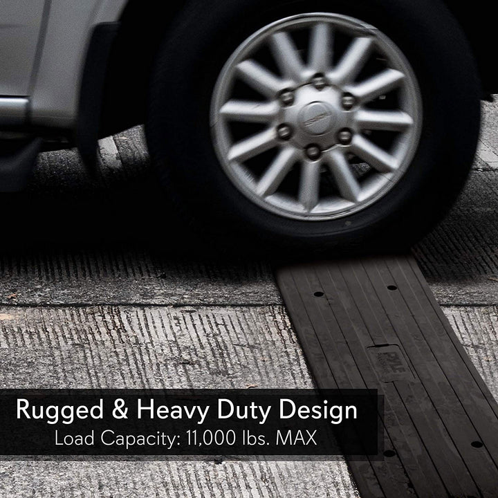 Pyle PCRBDR23 Rugged Rubber Curb Ramp Curbside Driveway Threshold Ramp (3 Pack) - VMInnovations
