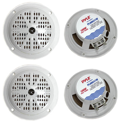 PYLE PLMR41W 4" 100W Marine Waterproof Boat/Car Audio Stereo Speakers (4 Pack)