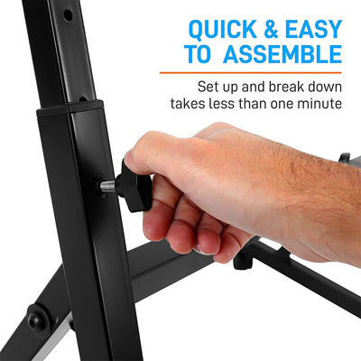 Pyle Adjustable Z Style Organ Keyboard Stand w/ Locking Wheels, Black (Open Box) - VMInnovations