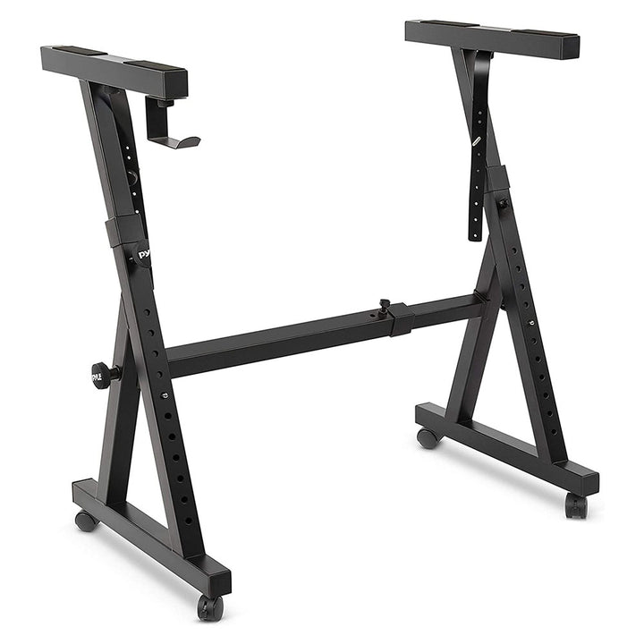Pyle Adjustable Z Style Organ Keyboard Stand w/ Locking Wheels, Black (Open Box) - VMInnovations