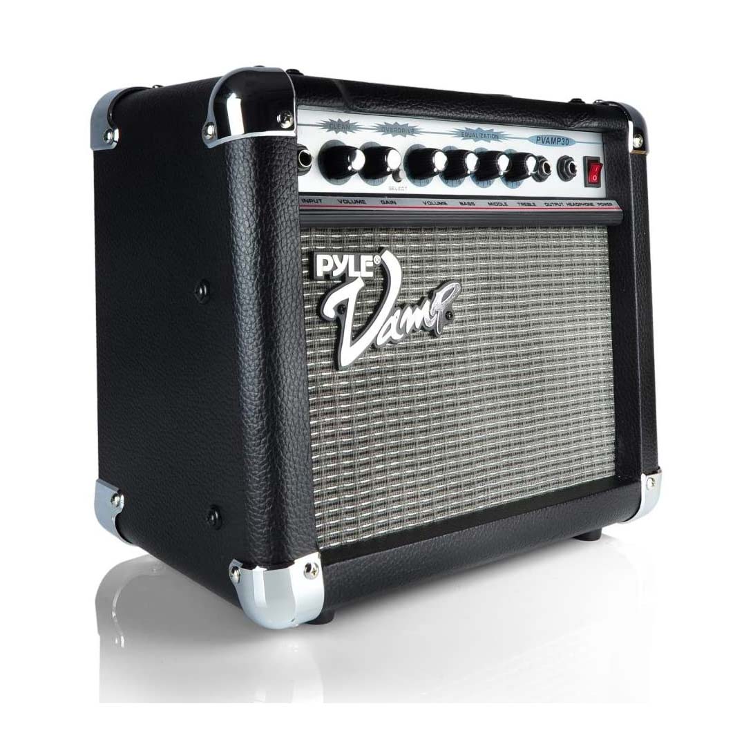Pyle PVAMP30 Pro Vamp-Series 30-Watt Amplifier w/ 3-Band EQ and Overdrive, Black