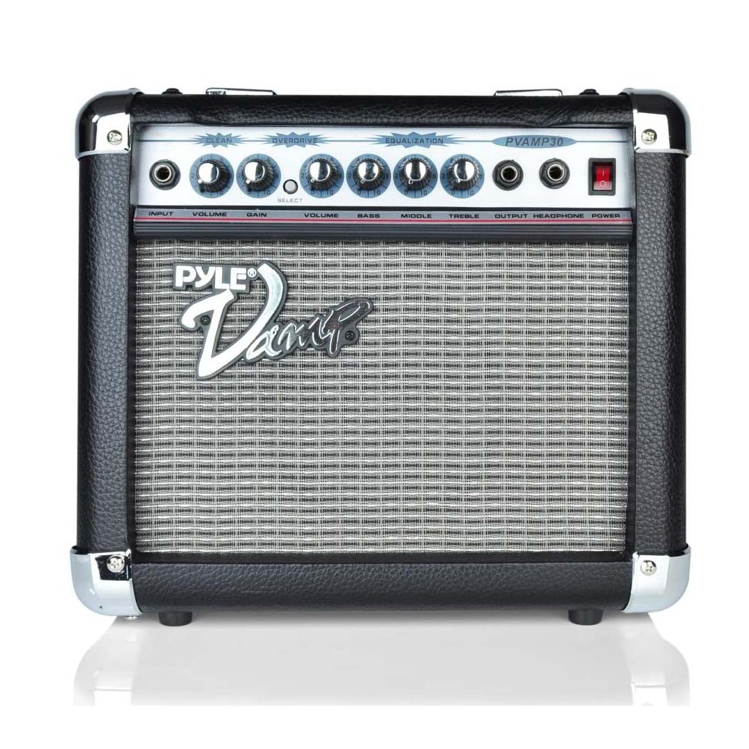 Pyle PVAMP30 Pro Vamp-Series 30-Watt Amplifier w/ 3-Band EQ and Overdrive, Black