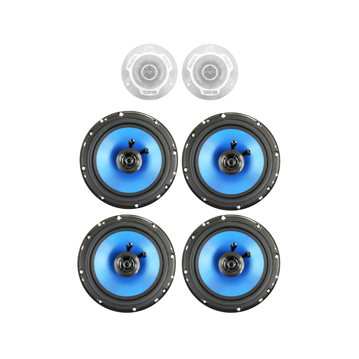 DS18 PRO TW1L 240 Watt Bullet Tweeter Pair with 2 Pairs of Blue Car Speakers