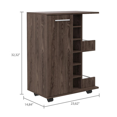 TUHOME Bar Storage Cabinet Cart for Wine and Liquor with Door, Amaretto (Used)
