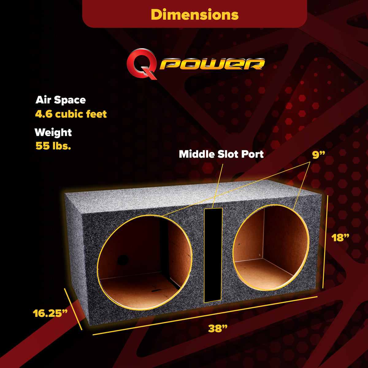 QPower QBASS Dual 15-Inch Vented MDF Subwoofer Sub Box Enclosure