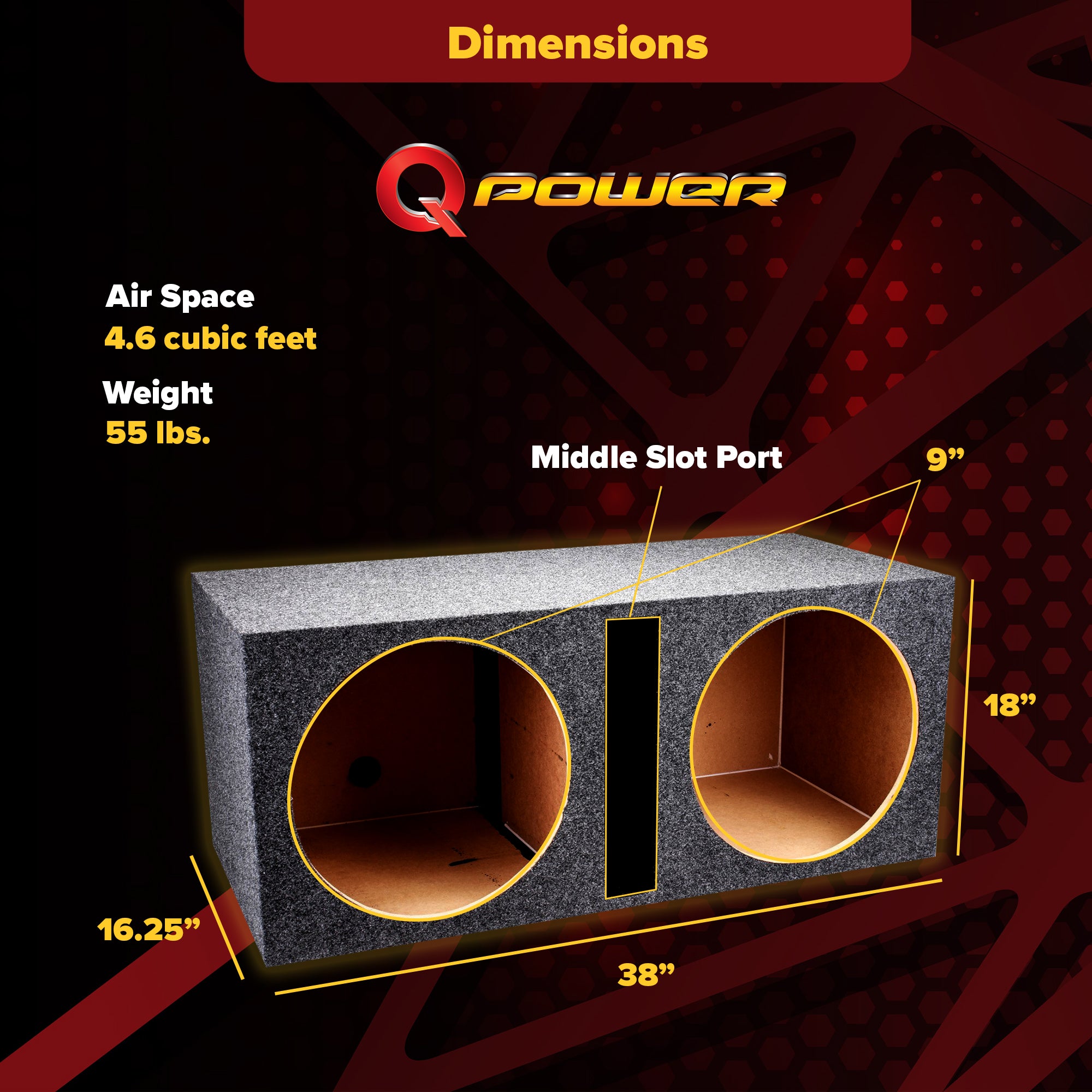 Q Power QBASS Dual 15-Inch Vented MDF Subwoofer Box 2 Speakers Enclosure (Used) - VMInnovations