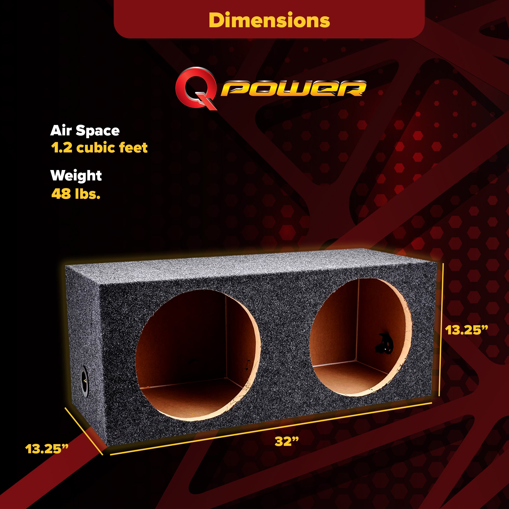 QPower 12" Heavy-Duty Dual Vehicle Subwoofer Enclosure Woofer Box, Gray (Used) - VMInnovations