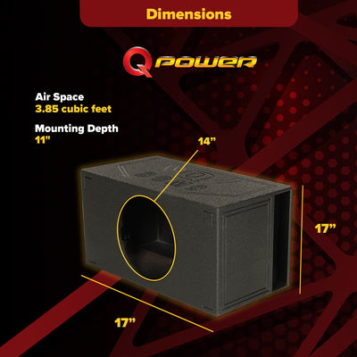 Q-POWER QBOMB15VL Single 15" Vented Ported Car Subwoofer Sub Box Enclosure(Used) - VMInnovations
