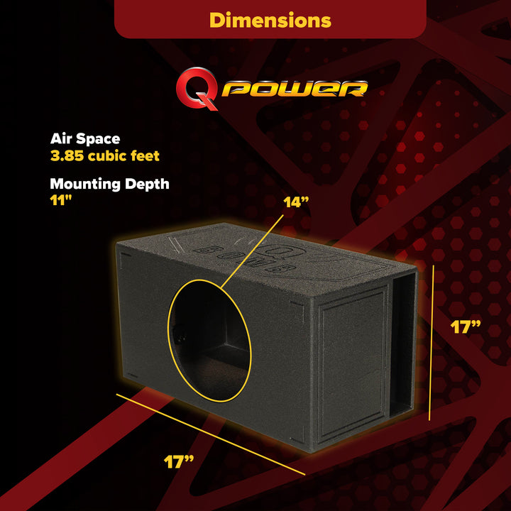 Q-Power QBOMB15V Single 15" Vented Ported Car Subwoofer Sub Enclosure (Open Box)